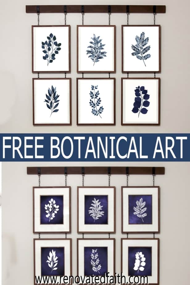 free blue botanical wall art