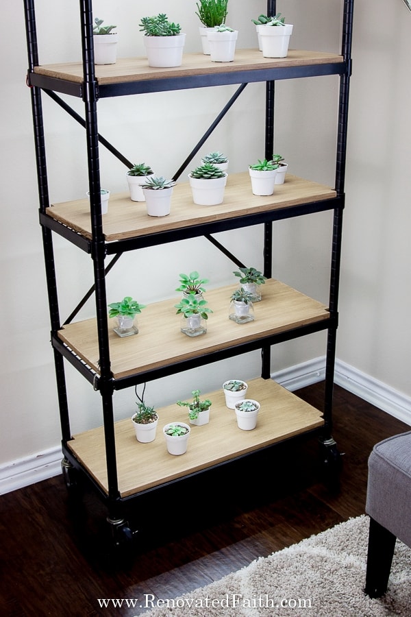 diy plant stand with lights