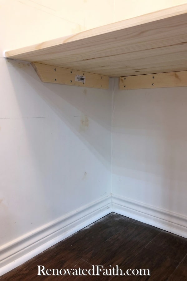 add braces to support diy floating desk in closet