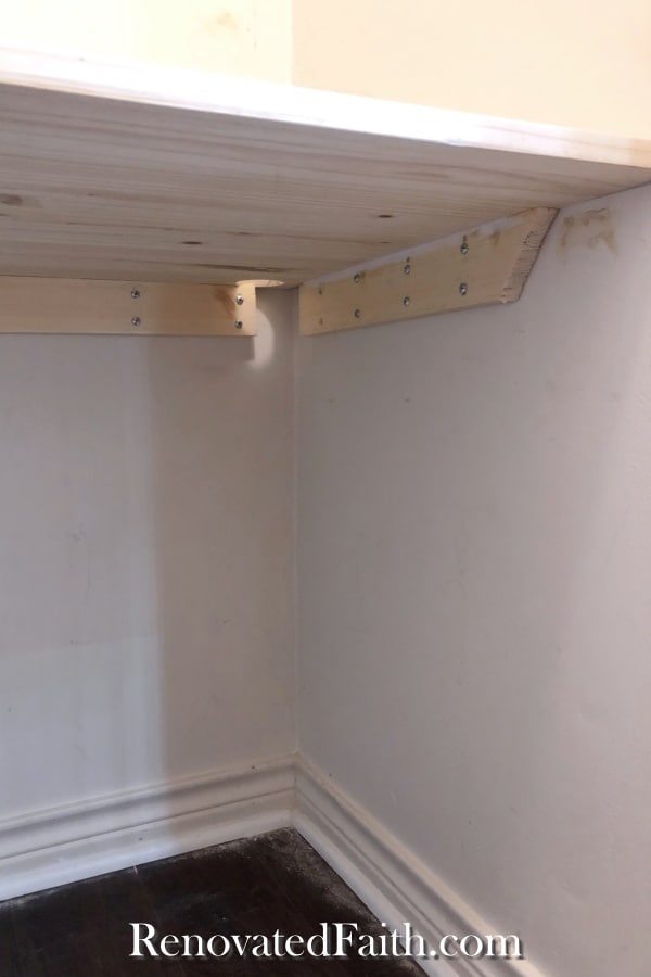 wood support braces for diy closet desk