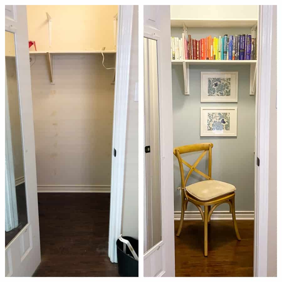 diy closet desk in walk-in closet