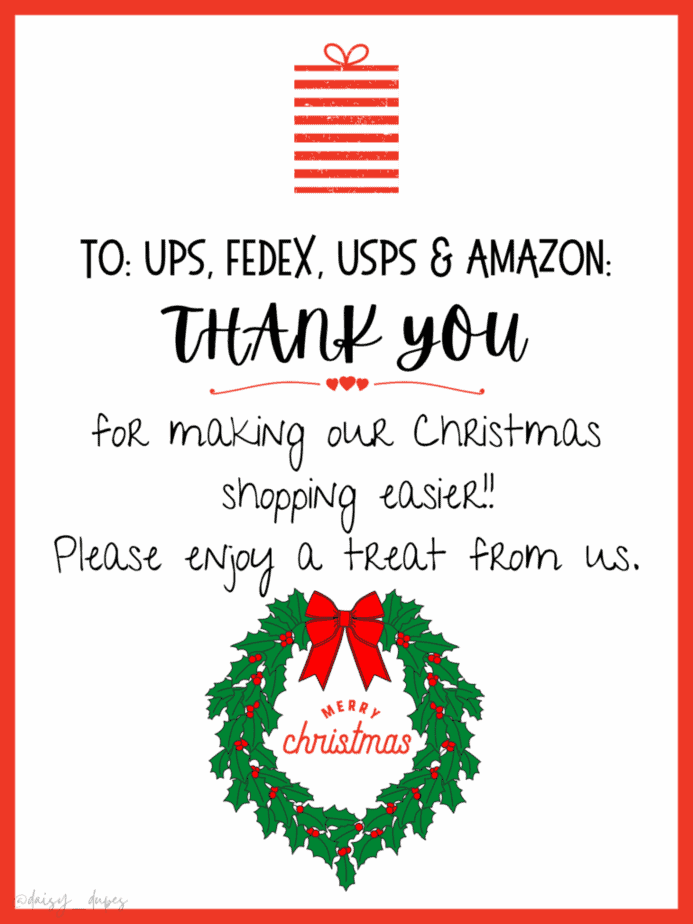 Package Delivery Driver Gift Card Holder Thanks Instant Download Happy Holidays PRINTABLE Thank You For Always Going The Extra Mile