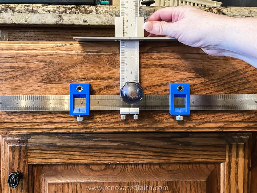 setting up the cabinet hardware jig