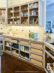 cabinet boxes without doors and with grain filler