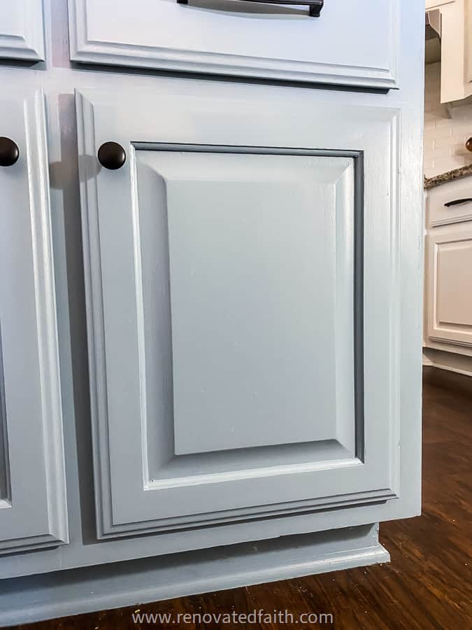 cabinet door with grain filled