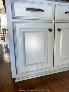 blue cabinet door with grain filler
