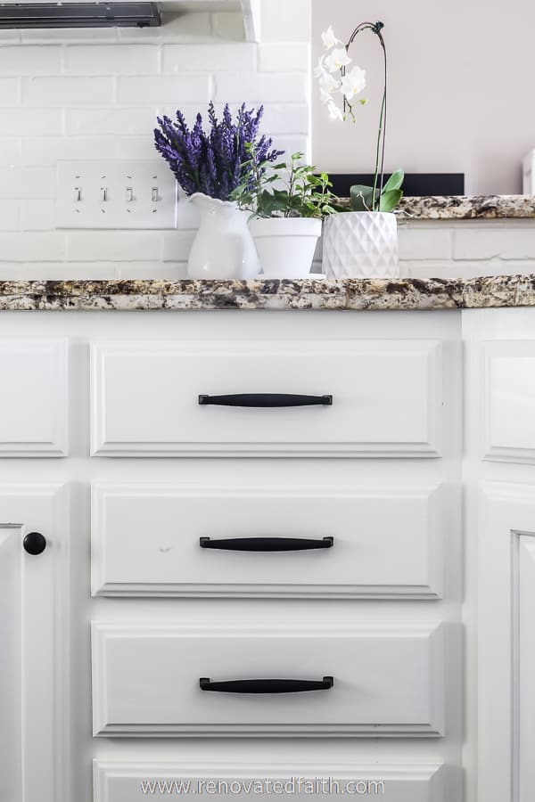 cabinet drawers and counter