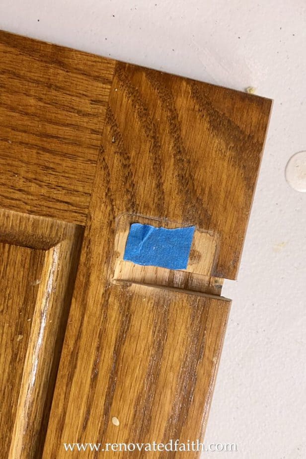 tape over cabinet number on cabinet door