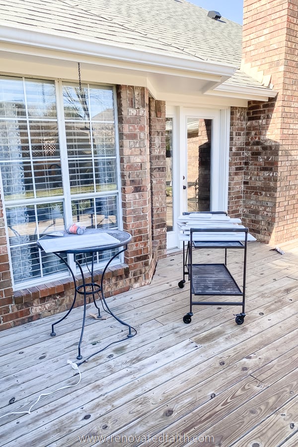 outdoor sanding area for painting oak cabinets white