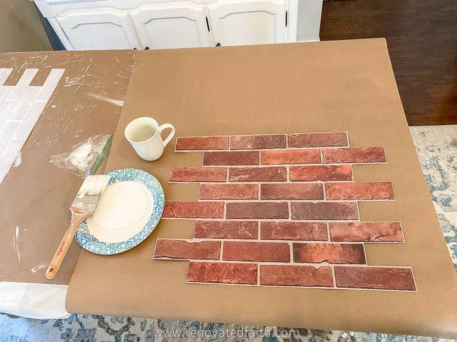 painting brick backsplash panels white