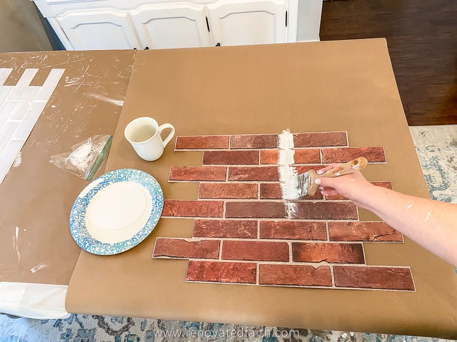 painting faux brick backsplash white brick