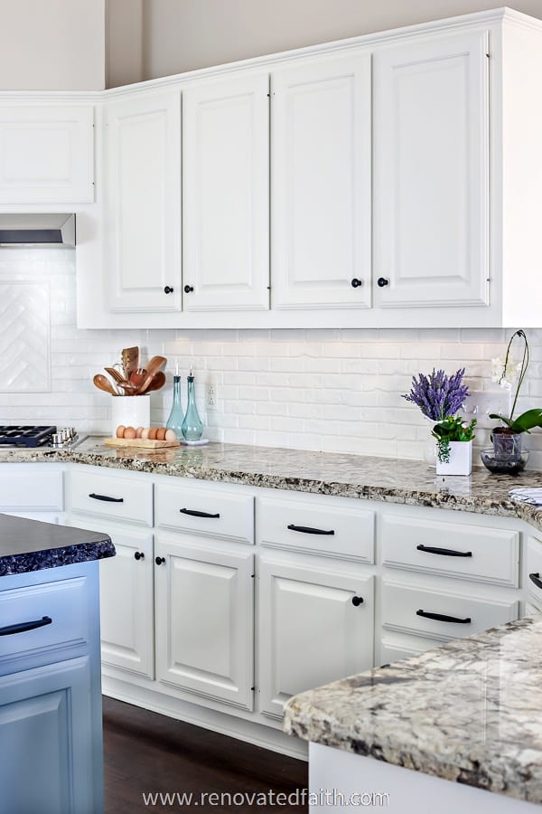 final of backsplash with white bricks