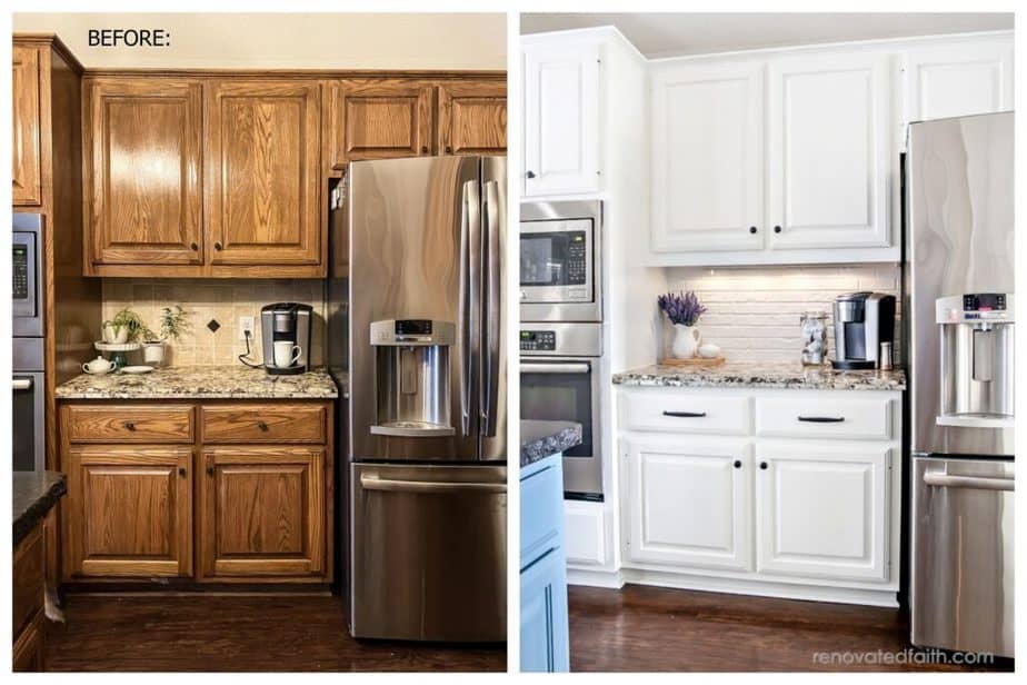 before and after of pvc backsplash panels