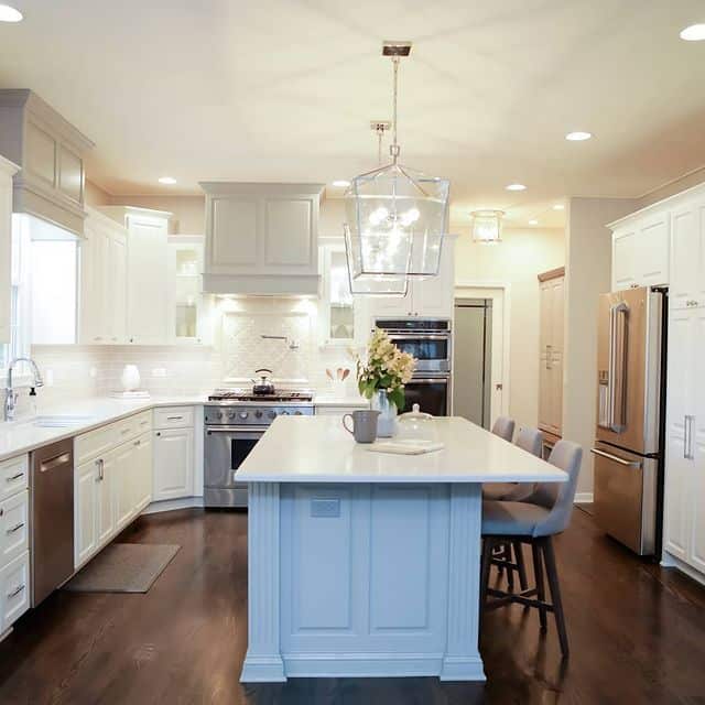 chantilly lace cabinets with blue island