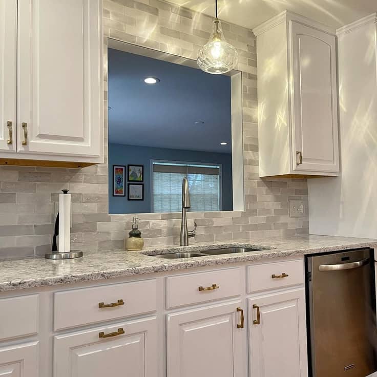 kitchen cabinets with high reflective white paint