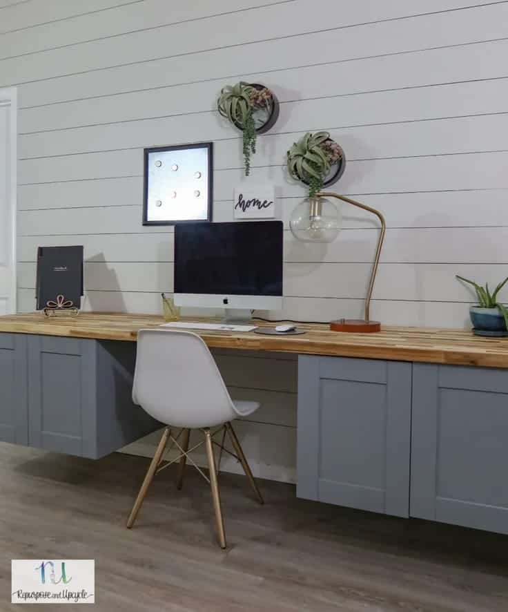 blue gray long desk