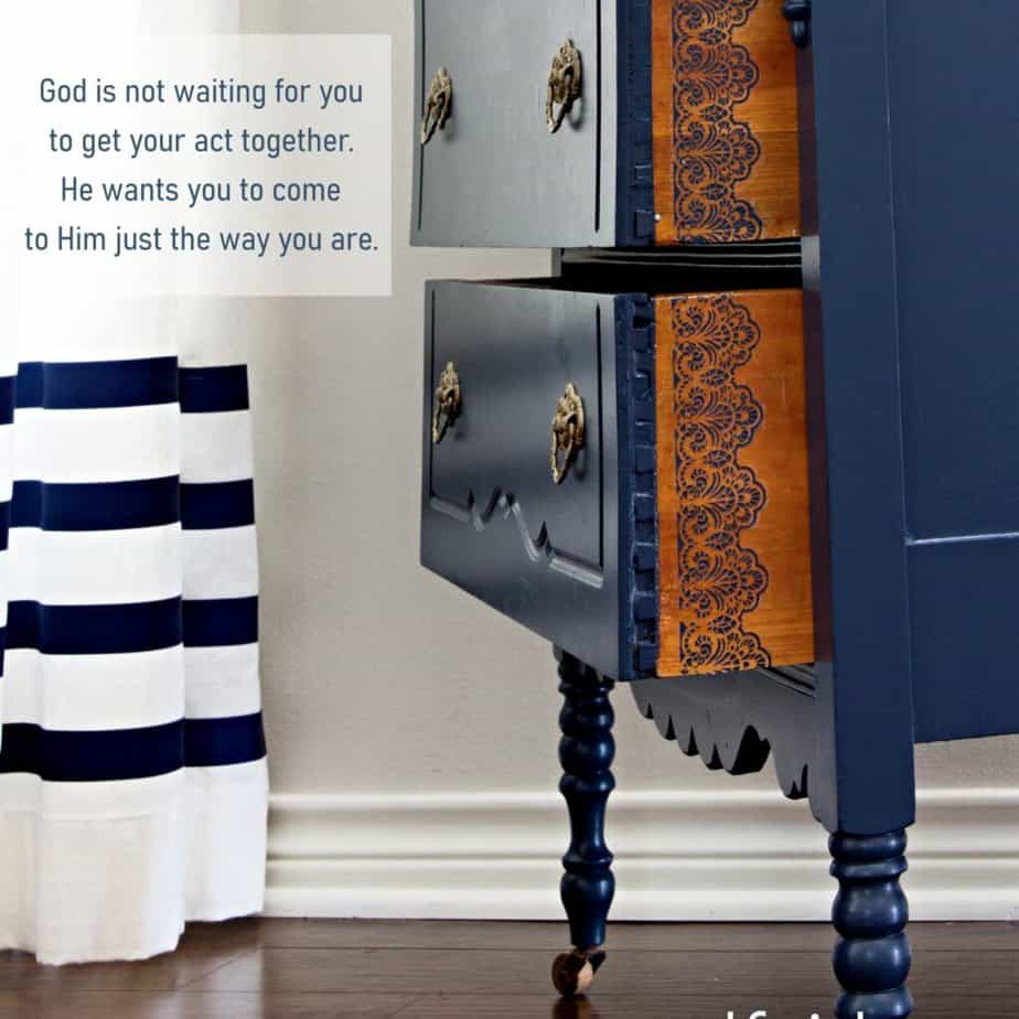 dresser with Christian quote