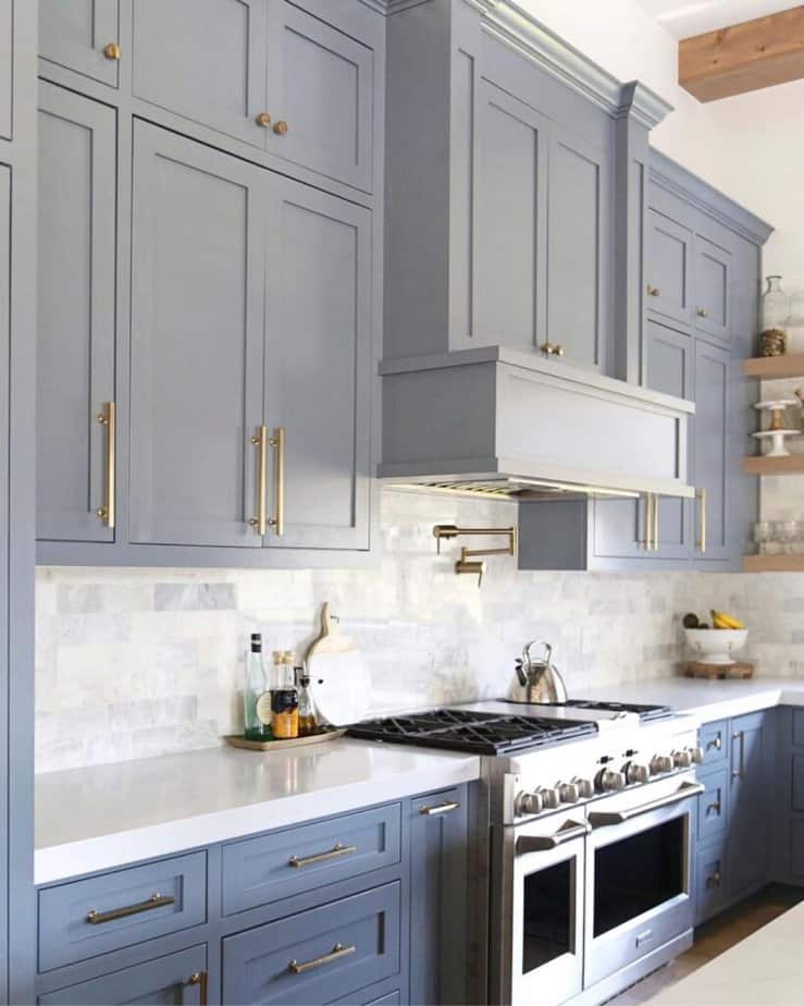 blue gray kitchen cabinets