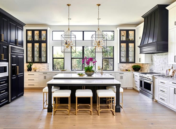 black and white kitchen cabinets