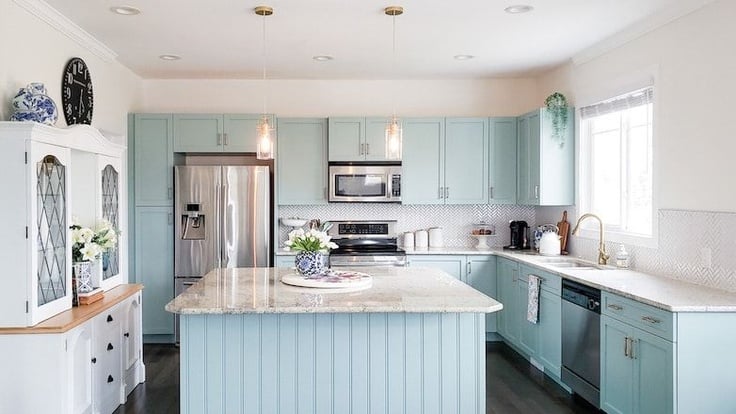 mint green cabinets