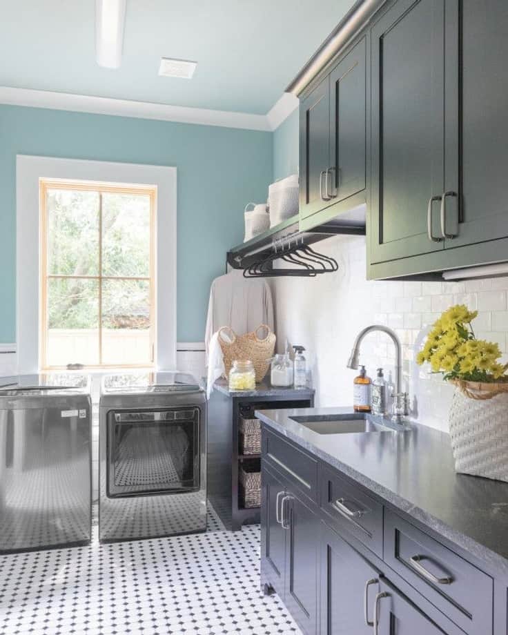 black laundry room cabinets