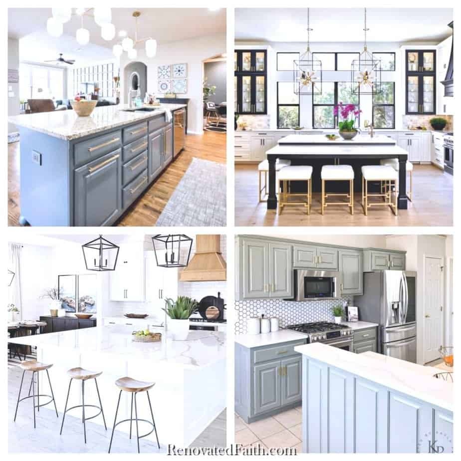 collage of 4 kitchens 