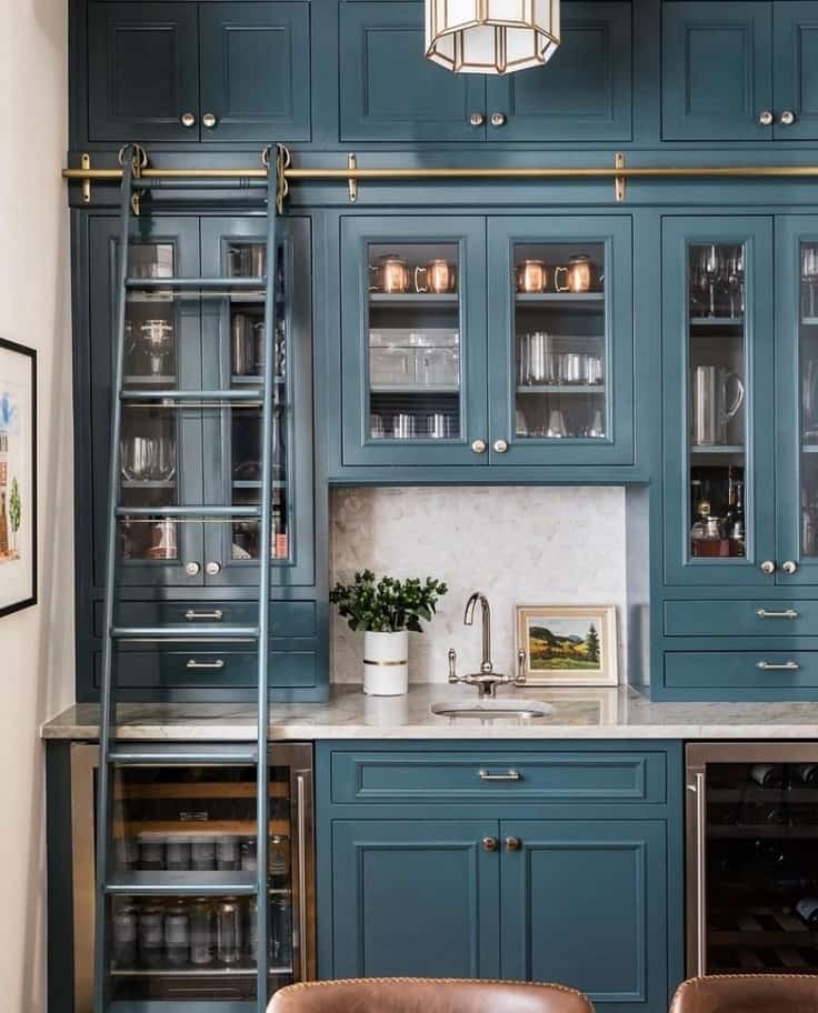 blue kitchen cabinets