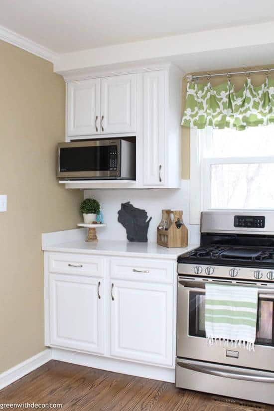 camelback on kitchen walls with white cabinets