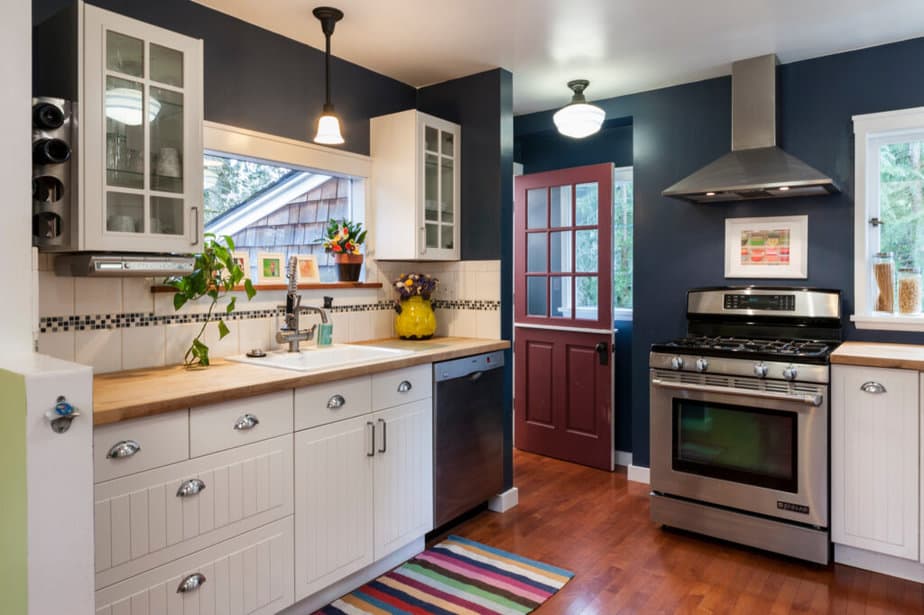 navy Kitchen Paint Colors with White Cabinets