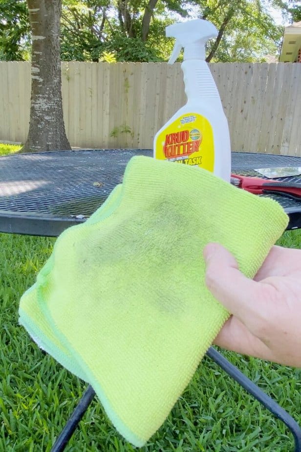 dirt from wiping down patio furniture