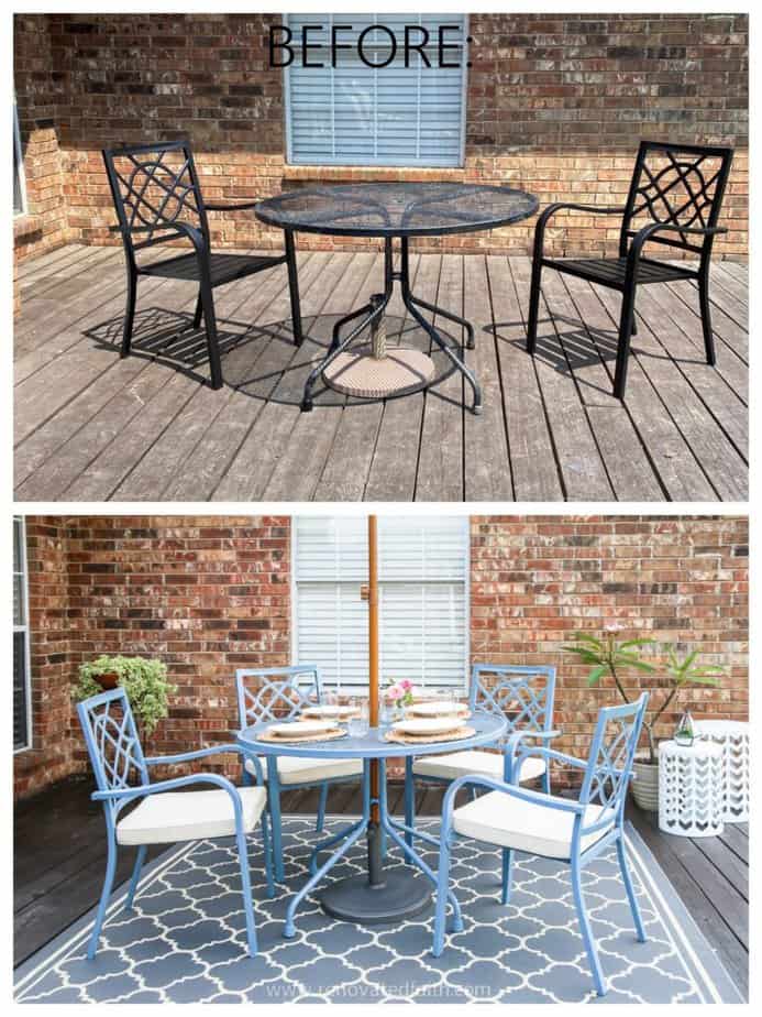 before and after patio table spray painting