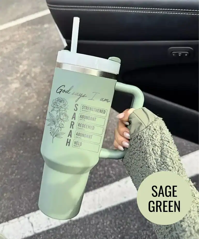 Metal drinkware with personalized bible verses