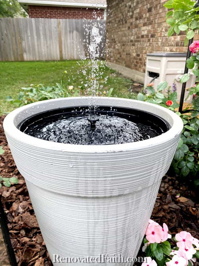 close up of a diy fountain