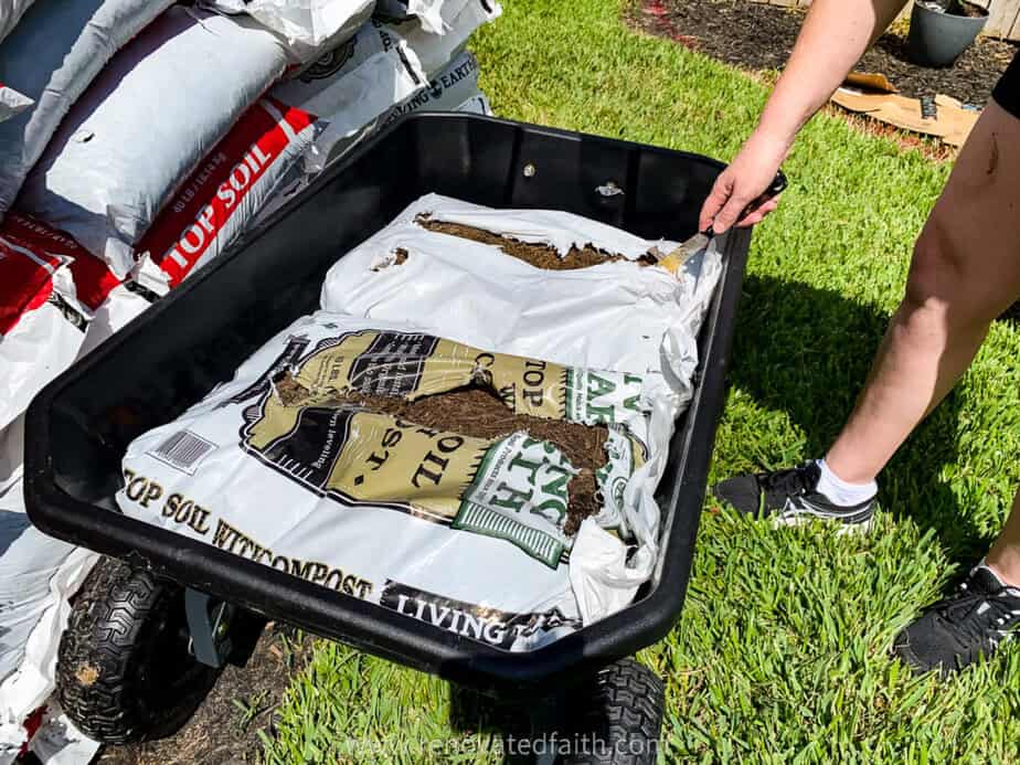 soil in a wheelbarrow