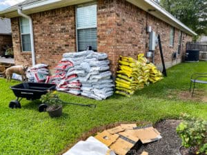 bags of soil and compost