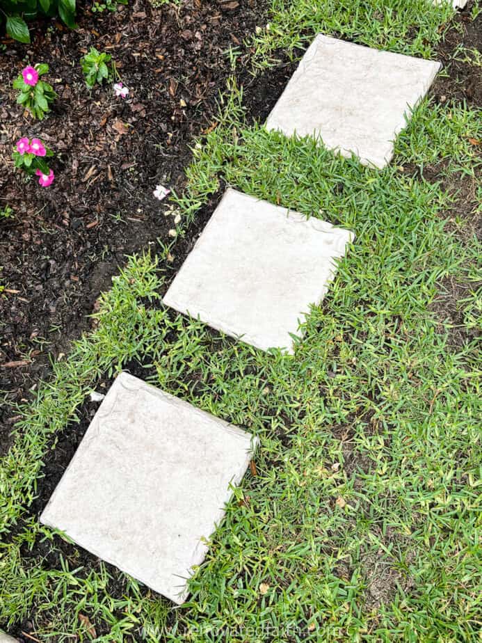 plastic stepping stones in lawn